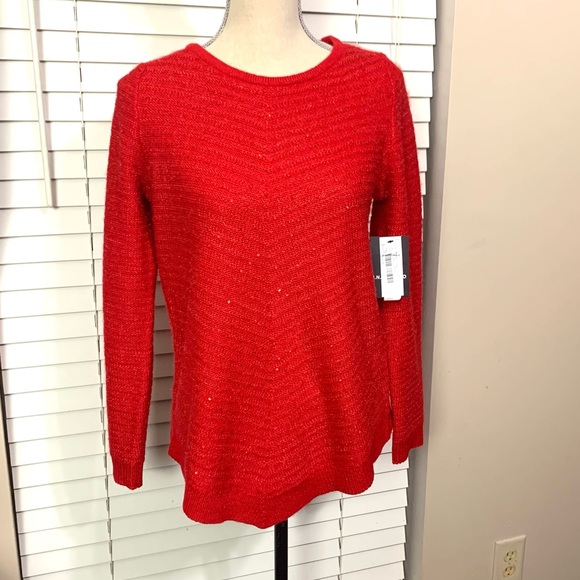 I.N. Studio Holly Holiday Red sequin sweater. NWT - Picture 3 of 8